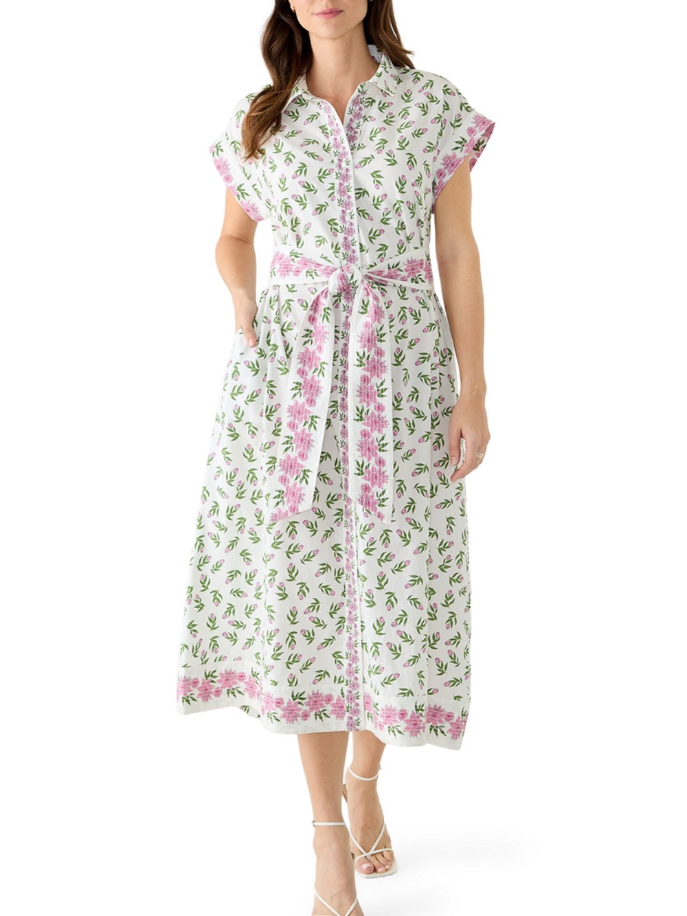 Crown & Ivy short sleeve belted midi dress NWT